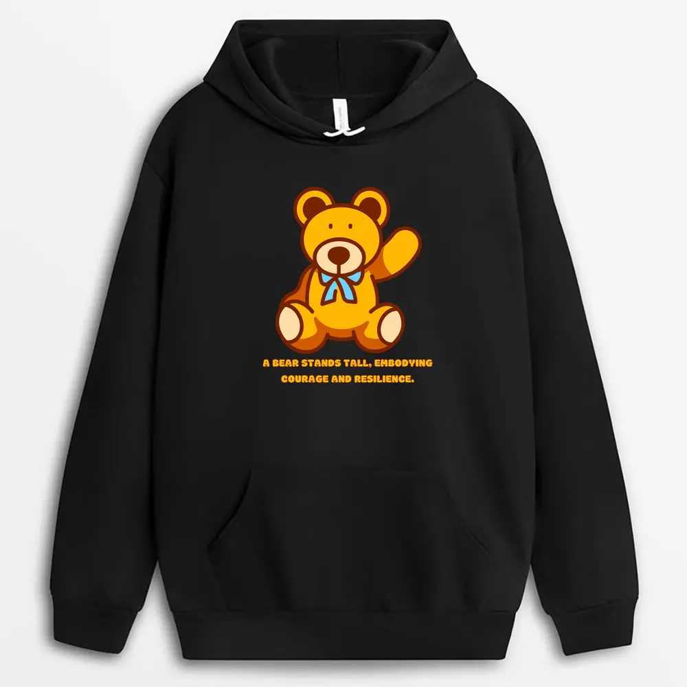 A Bear Stands Tall Embodying Courage And Resilience Pallxtee Hoodie - Black