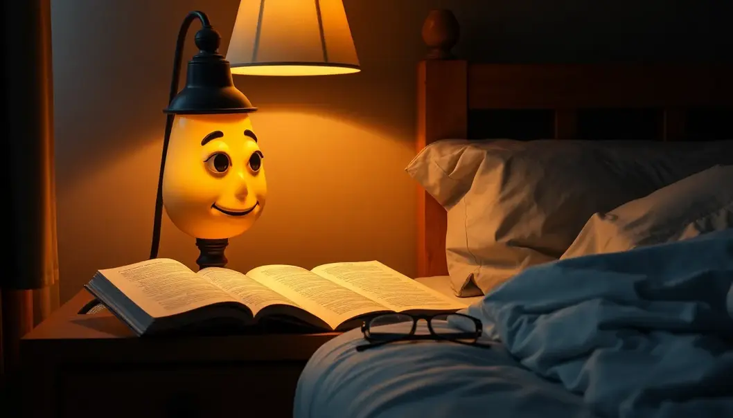 The bedside lamp illuminates the intimate moments of the night.