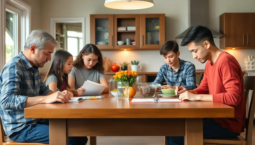 A family building positive habits together around the kitchen table.