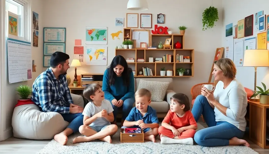 A family building positive habits together around the kitchen table.