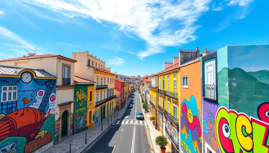 Lisbon’s historic streets adorned with vibrant murals.