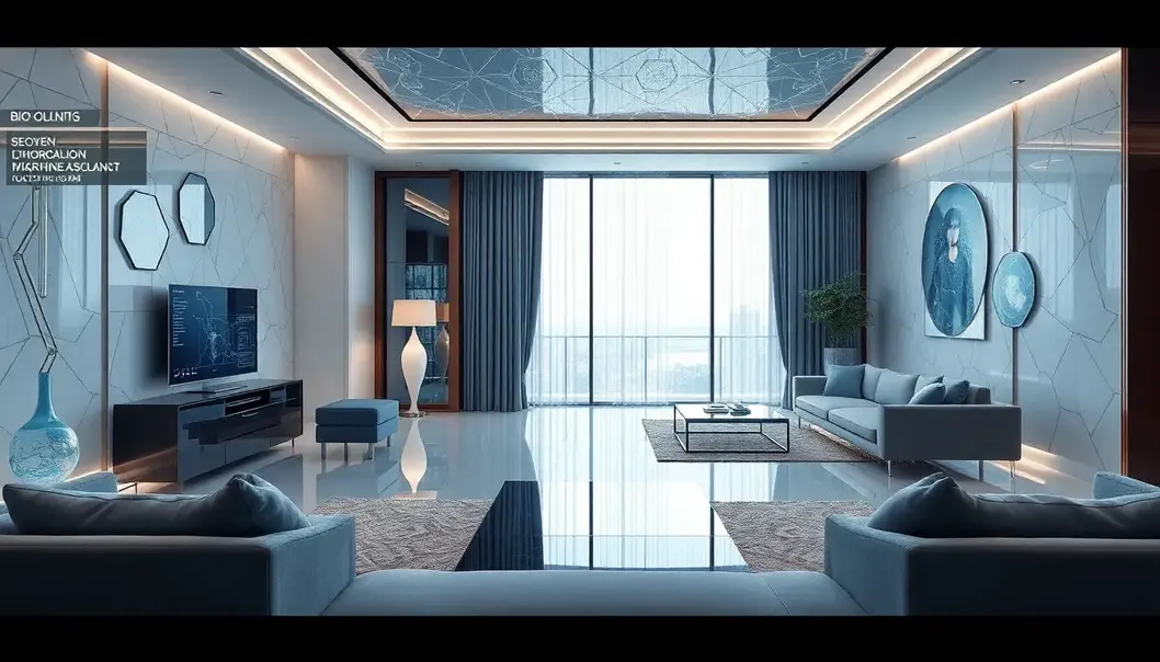 A luxurious and futuristic living space embodying biotechnology advancements.