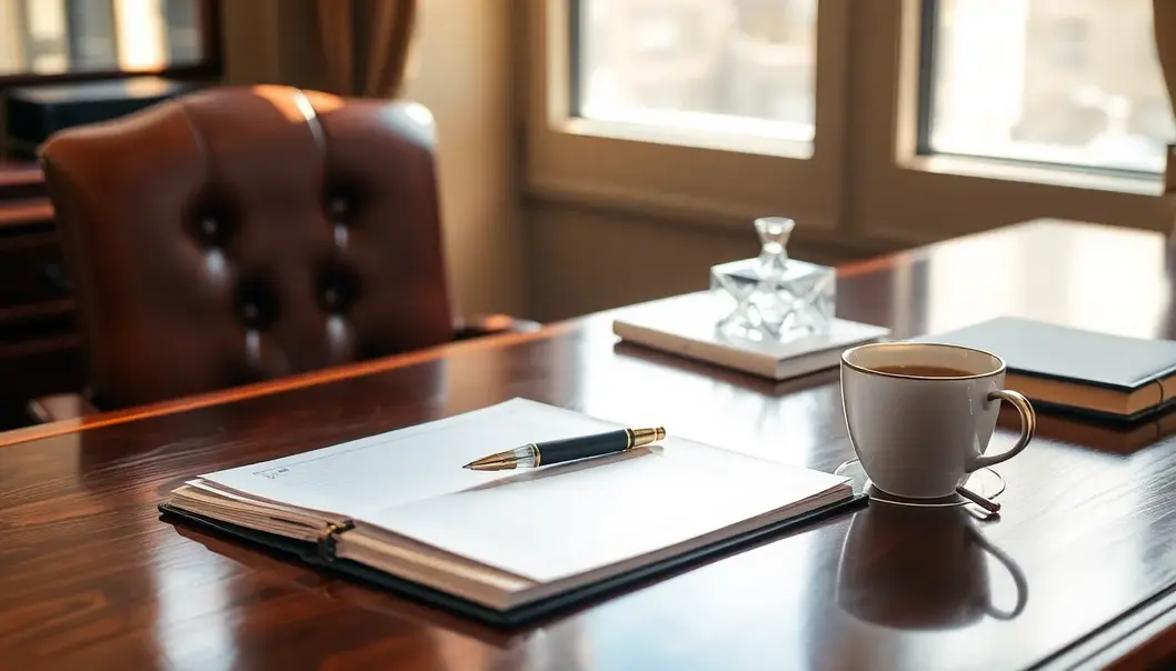 A luxurious office setting promoting mindful decision-making.